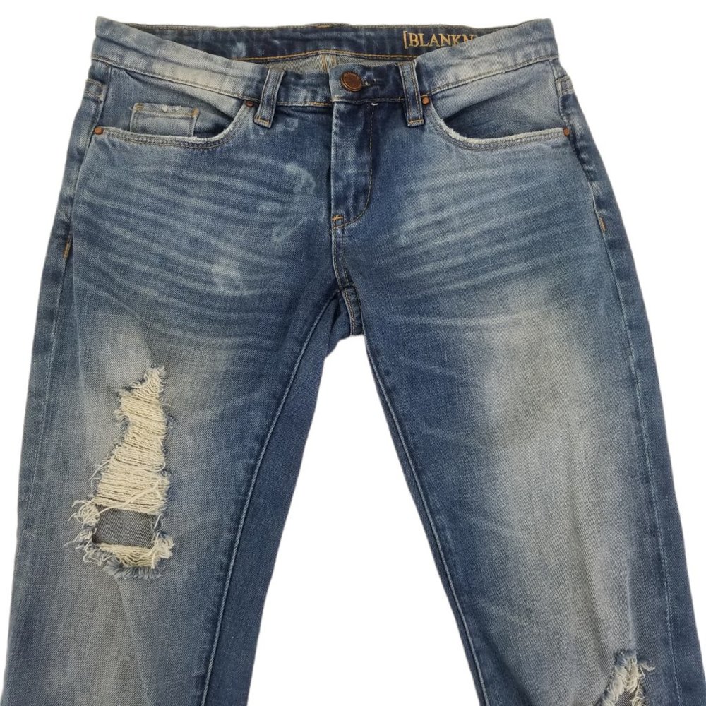 BlankNYC Women's Destroyed Jeans 28 Skinny Distressed Torn Bleached Denim Q23